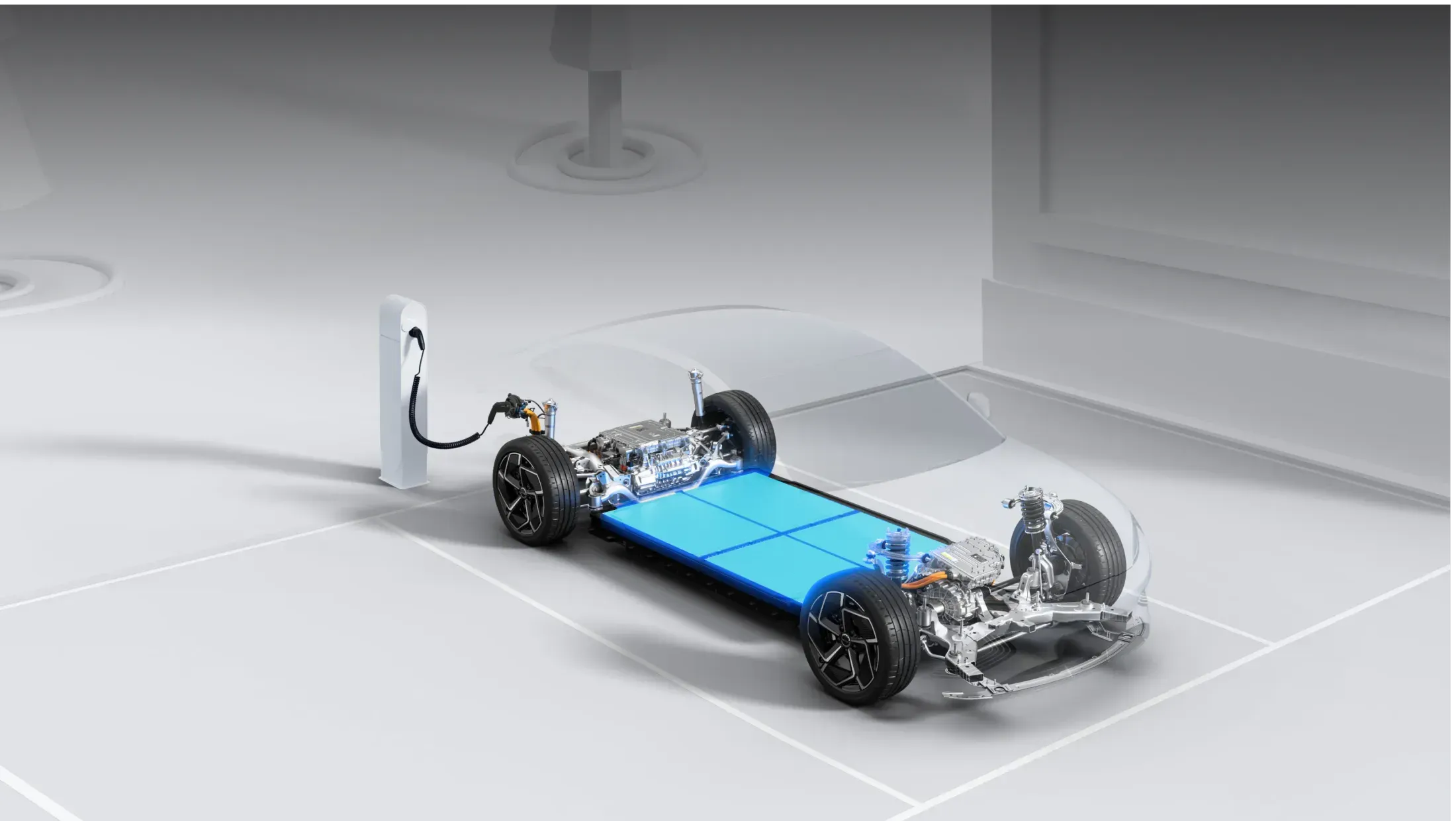 Technische Darstellung: Plattform des BYD Seal an der Ladesäule